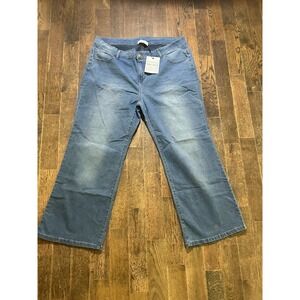 Hannah Nikole Stretchy‎ Light Blue Denim Jeans Wide Leg Women's Size 26w NWT